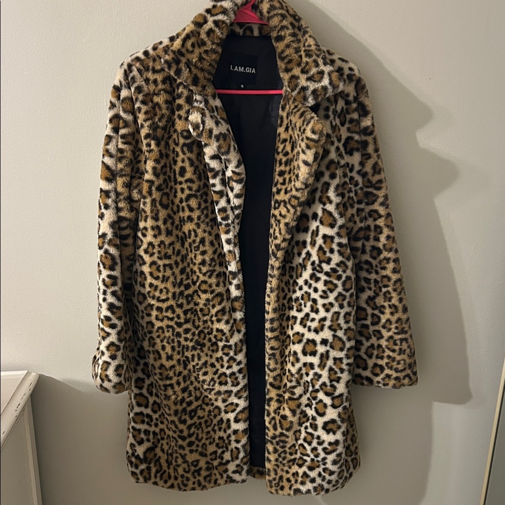 Leopard Print Faux Fur Coat